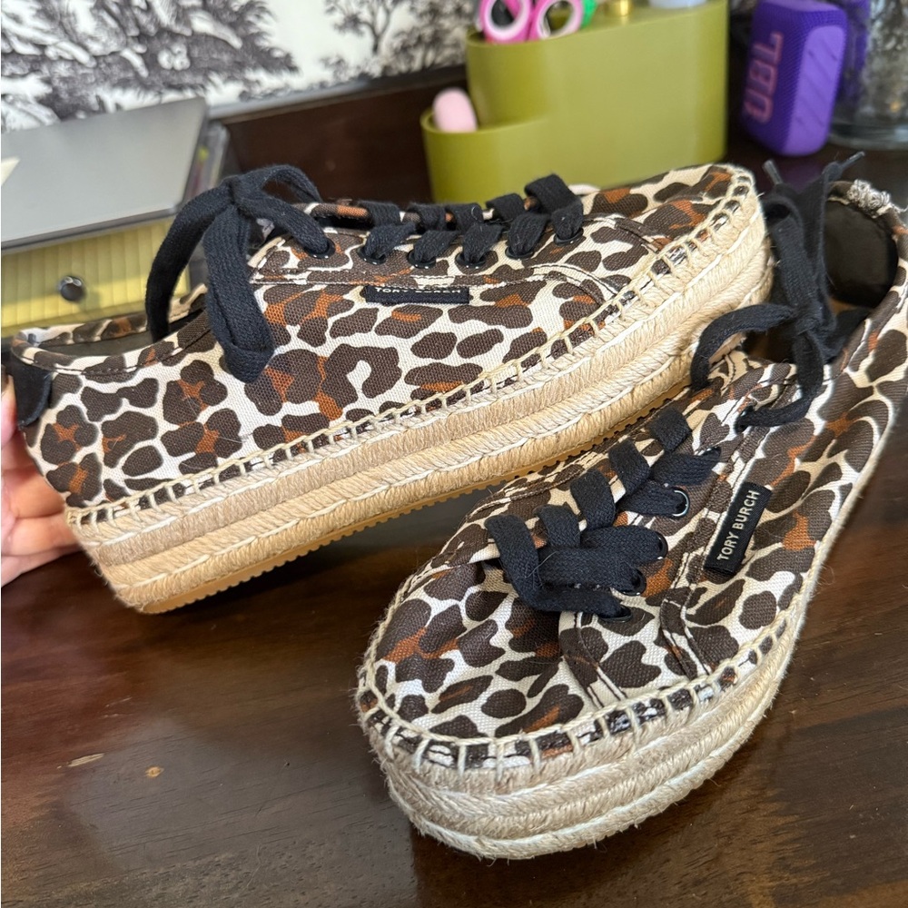 Tory Burch Brown Leopard Espadrilles